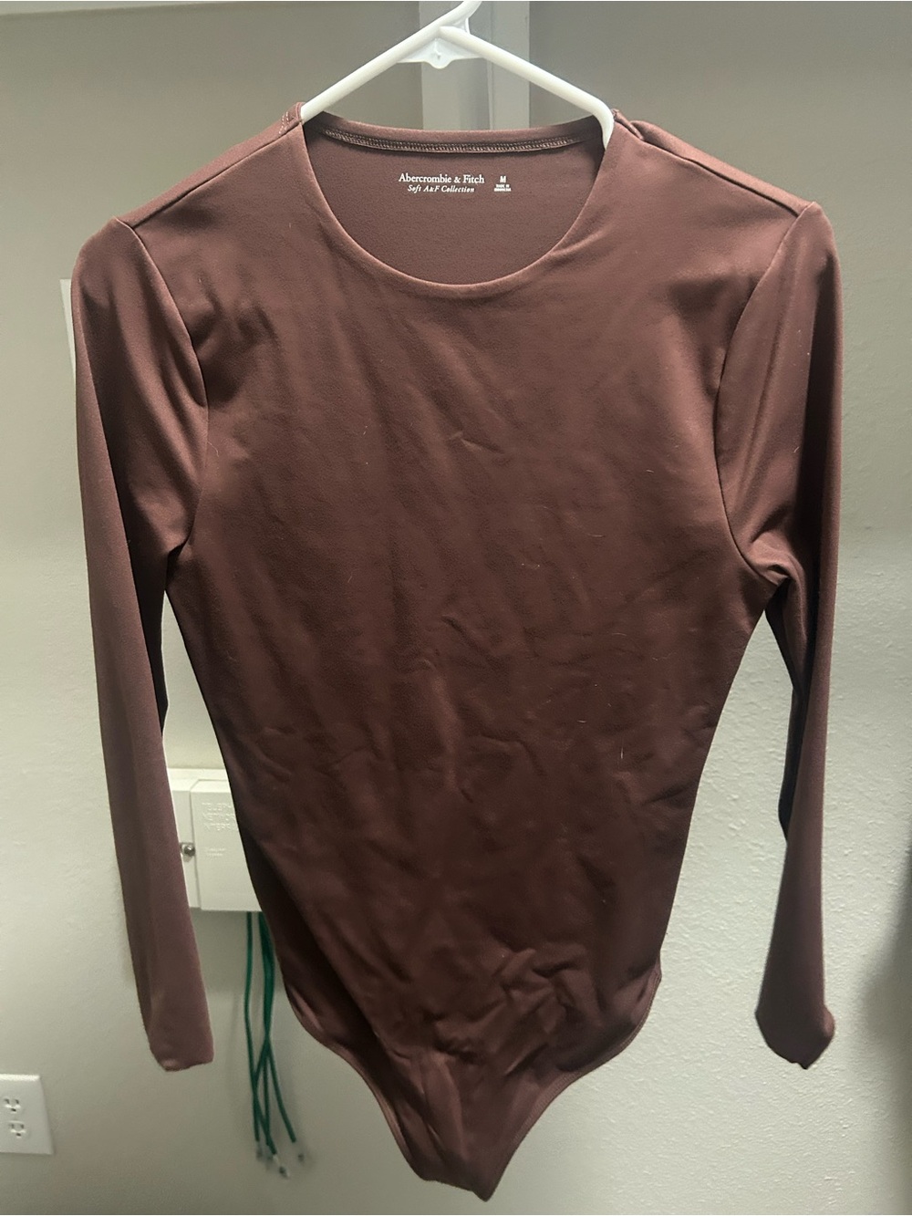 Abercrombie & Fitch Women's Long-Sleeve Chocolate Brown Bodysuit